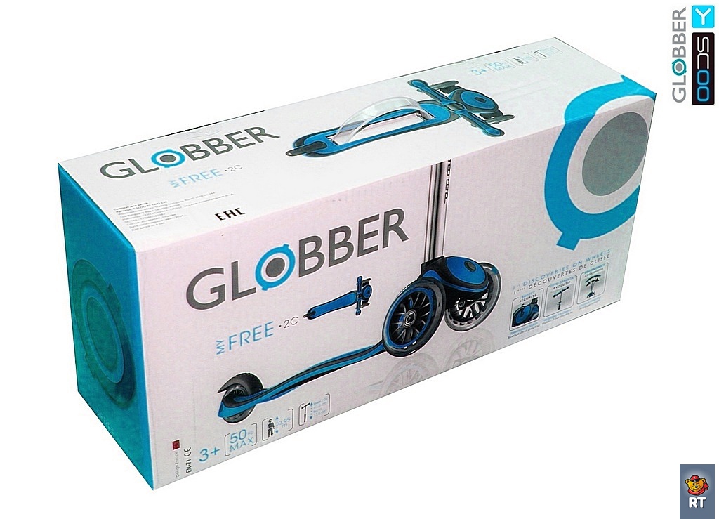 Самокат Y-Scoo RT Globber My Free New Technology с блокировкой колес, голубой  
